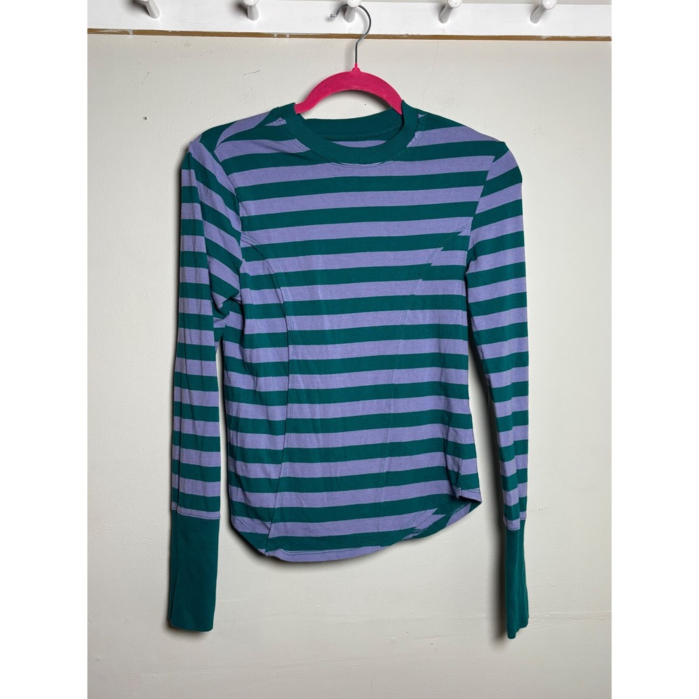 Maeve Anthropologie Striped Long Sleeve Top Women's S Green Purple